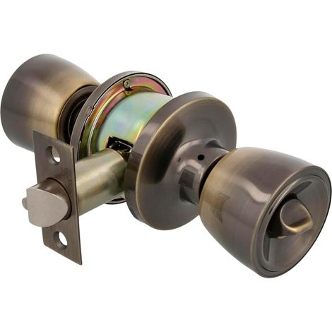 1 - Poignée De Porte - Loquet D&39entrée - Système Anti-carte - Serrure Intérieure - Pour Portes En Bois 35-45mm - Laiton - Cuir - 60x70mm