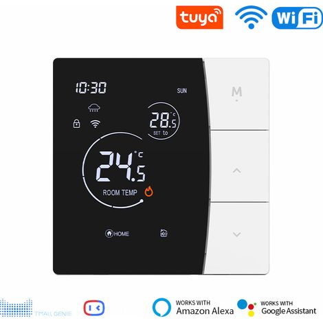 Thermostat Intelligent WiFi - Programmable avec Contrôle à Distance par App, Verrouillage Enfant, Voix Contrôle, Écran LED, Blanc - M6 (Système Eau/Chaudière Gaz/Pompe, 3A)