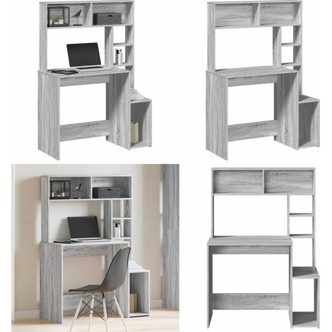 vidaXL Bureau avec étagères sonoma gris 100x45x140cm bois d'ingénierie (1/5)
