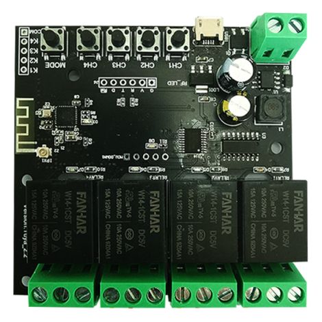 Commutateur WiFi 4 canaux, module relais synchronisation, sans fil, télécommande Android/iOS, compatible Google Home (1/5)