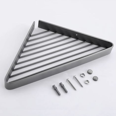 (Gris anthracite, taille A) Étagère de rangement d'angle murale en acier inoxydable 304 pour salle de bain, panier triangulaire gris/noir/argenté (1/5)
