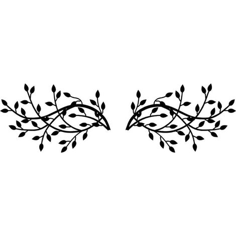 1 paire de feuilles d'arbre en métal,décorations murales en forme de feuille d'arbre en métal Motif branche d'olivier Noir(15 x 9.4 inch / 38 x 24cm) (1/5)