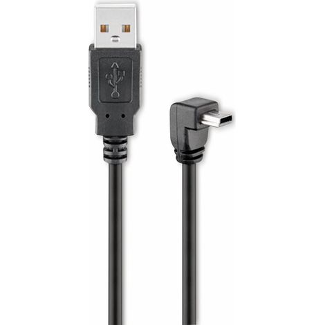 Kabel USB A(M) - miniUSB 5pin B(M), 1,8m, lomený 90°