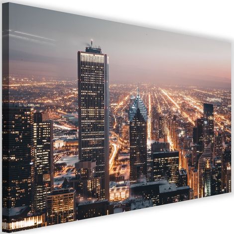 Tableau sur toile Gratte-ciel ville nuit 60x40 (1/5)