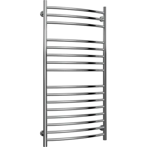 Reina Eos Curved Heated Towel Rail 1200mm H x 600mm W Polished Stainless Steel (1/5)
