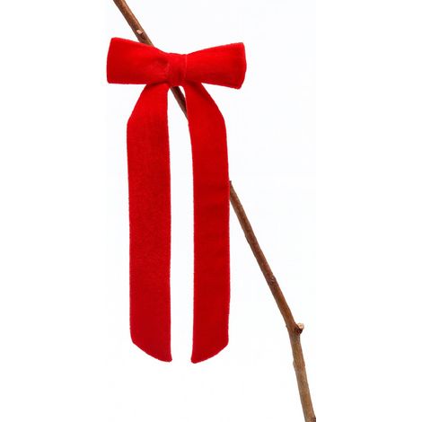 EDG Enzo De Gasperi Decoro Fiocco di Natale con Clip H 30 Cm L 13 Cm Velluto Rosso (1/3)