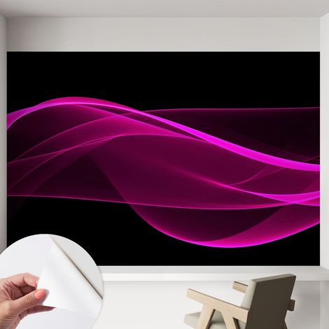 Papier peint adhésif décoratif avec colle pour salon chambre et bureau Installation rapide Rubans roses 152x104 cm (1/5)