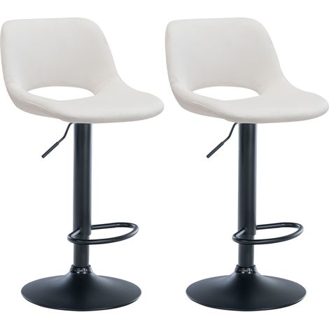 Set de 2 Taburetes de bar Camden en terciopelo Crema Metal negro mate (1/5)