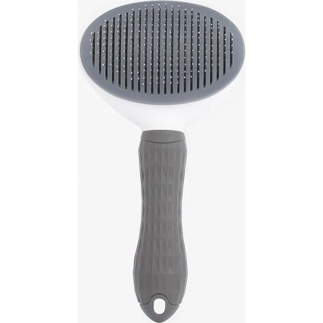 Brosse magique autonettoyante pour chiens et chats Outil de toilettage pour poils courts, moyens et longs Élimine les poils morts, les tapis et les nœuds Bouton facile à nettoyer Gris (1/5)