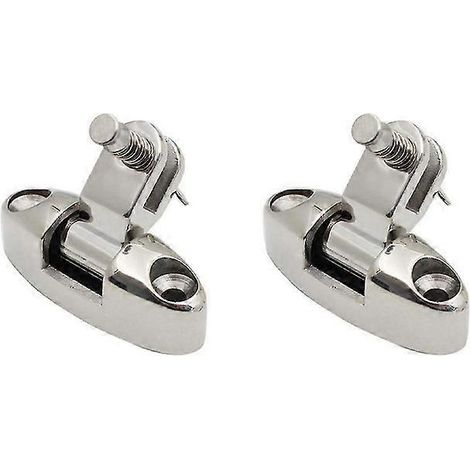 Lot de 2 charnières de pont marines en acier inoxydable 316 avec goupille à ressort et accessoires pour pignons et auvents (1/5)
