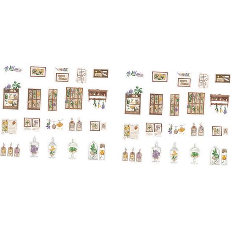 40 autocollants décoratifs vintage en PET, motif dessin animé, faciles à appliquer, pour scrapbooking, carnets et autres projets DIY (fleurs).