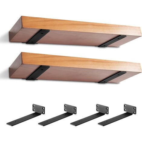 Set di 4 robuste staffe per mensole a muro, spesse 5 mm, supporti in metallo, staffe rustiche per mensole (lunghezza: 25 cm) (1/5)