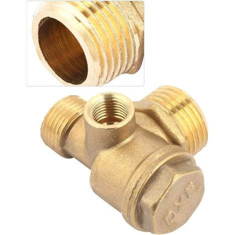 3 Ports Connecteur de Tube Fileté Mâle de Clapet Anti-Retour de Compresseur 20 x 16 x 10mm (20 x 16 x 10mm) (1/2)