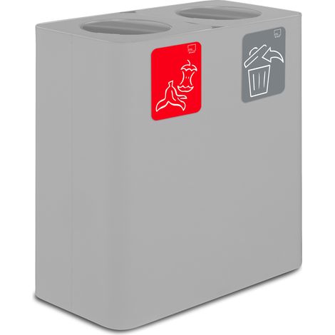 Pattumiera Sistema di Raccolta Rifiuti 77x38xh80 cm in Acciaio 3 Scomparti Bianco (1/2)
