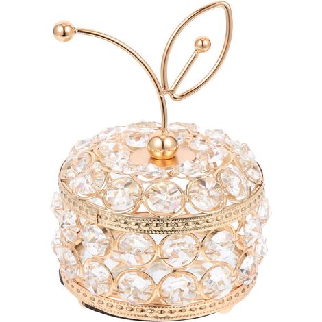 Boîte à Bijoux en Cristal Miroir 10.5x10.5x12 Cm en Fer avec Perles D’acier Creuse Esthétique Porte-collier Décorative pour Rangement de Table Coffret Présent Femme (1/5)