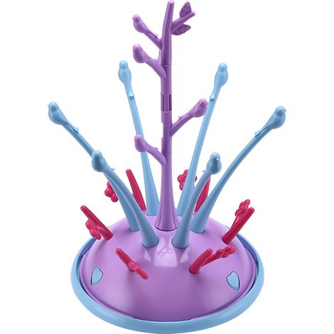 Égouttoir à bouteilles arbre, Grande capacité pour 6 bouteilles et accessoires, Bac de récupération d'eau amovible, Pratique, Design intelligent, (1/4)