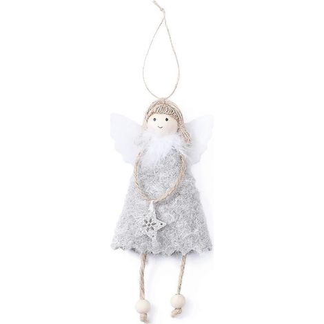 Peluche ange poupée sapin décoration, mignon petit pendentif, pour Thanksgiving fête de fin d'année décoration,Gris (1/5)