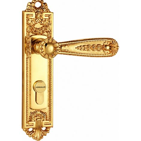 Serrure à poignée en cuivre T58-S5020 dorée 24 carats pour porte intérieure en bois t58-s5020 24k 2,6 kg – Livraison gratuite