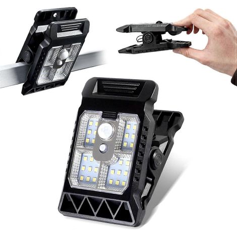 Lampes solaires à pince pour l'extérieur, lampes solaires à détecteur de mouvement, éclairage de sécurité sans fil pour terrasses, gouttières et patios (1/5)
