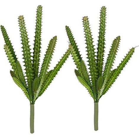 Lot de 2 cactus artificiels non mis en pot - Bouquet de plantes succulentes réalistes - Décoration de jardin - Ensemble de verdure (1/5)