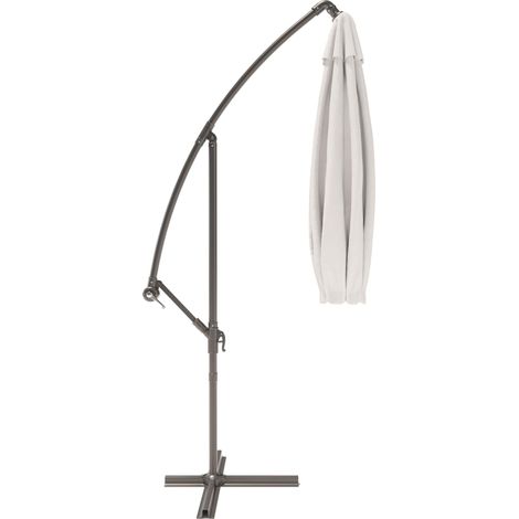 Ombrellone 3x3 M Decentrato Retrattile Braccio Rotabile 360° Chiusura Manovella Base A Croce Giardino Esterno Piscina Bar In Acciaio Inossidabile Telo 180 g/m2 Impermeabile Anti UV (Bianco) - Colore: 