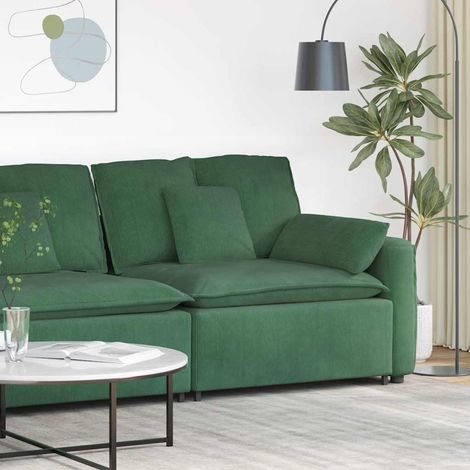 Modulares Sofa Endmodul mit Armlehne Kissen Dunkelgrün 100cm (1/5)