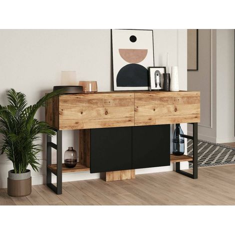 Dmora - Consolle Izo, Tavolo multiuso, Mobiletto d'appoggio, Scrivania da corridoio, 139x43h84 cm, Quercia (1/5)