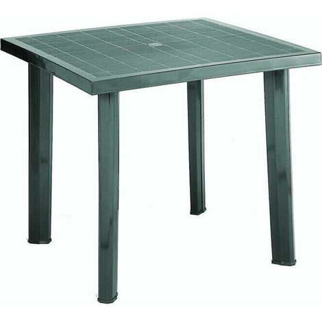 TRADE SHOP - Tavolo In Plastica Da Giardino Tavola Quadrata Verde 80x75xh72cm Resistente 020353 -