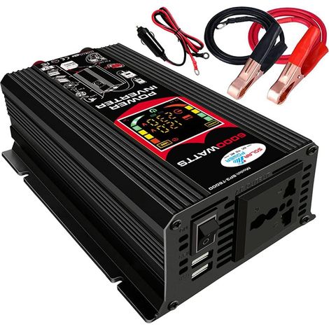 Applicable Onduleur 12 V 220 V 6000W Convertisseur de Transformateur avec 2 ports USB 2,1 A pour Voiture Camion