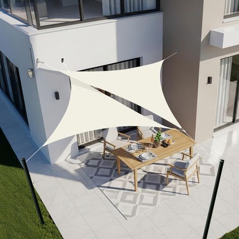Sonnensegel Dreieckig Wasserdicht UV Schutz Terrasse 2x2x2m Cremeweiß (1/5)