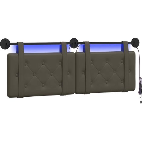 Cabecero colgante Con luz LED Gris Cuero sintético vidaXL