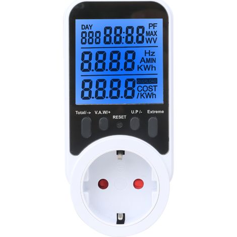 Compteur de puissance à prise européenne, compteur d'électricité numérique CA (kWh) (bleu)-AquaForge (1/5)