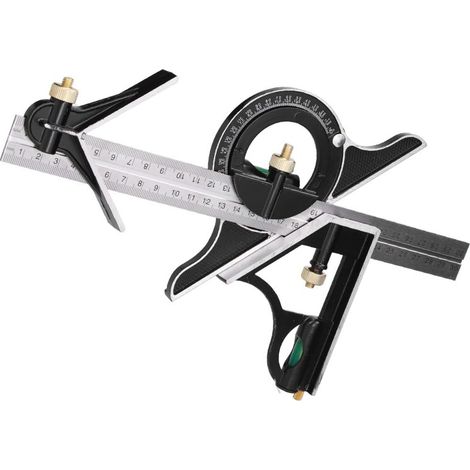 Einfacher Winkelmesser, Messwerkzeug-Set für die Holzbearbeitung, 300 mm multifunktionaler Winkelmesser aus Edelstahl, 3-teiliges Set, 300 mm multifunktionaler Winkelmesser