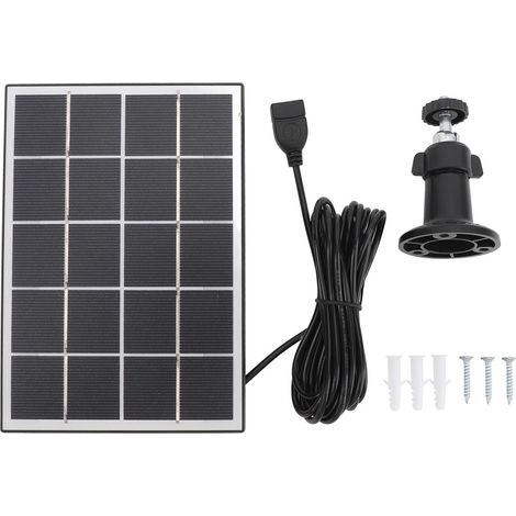 Ortviai Panneau Solaire 3 W pour Caméra de Sécurité Extérieure, Monocristallin 5 V, Noir avec Support (1/5)