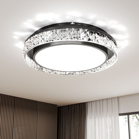 Round Acrylic Flush Mount LED Ceiling Light Whire and Black Modern Light (1/5)
