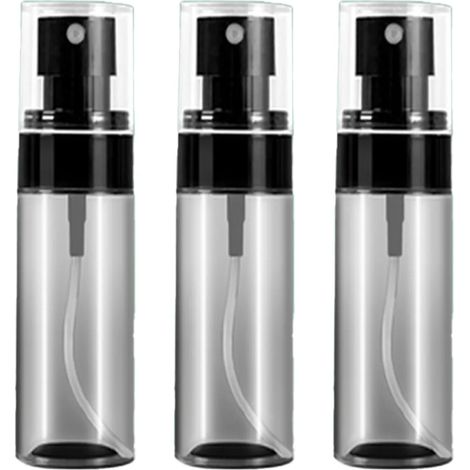 Kleine Sprühflasche mit feinem Nebel, 3 Stück, Reise-Sprühflaschen für Haar und Gesicht, nachfüllbare Reisegröße, Haarsprayflaschen (durchscheinend schwarz, 100 ml) (1/4)