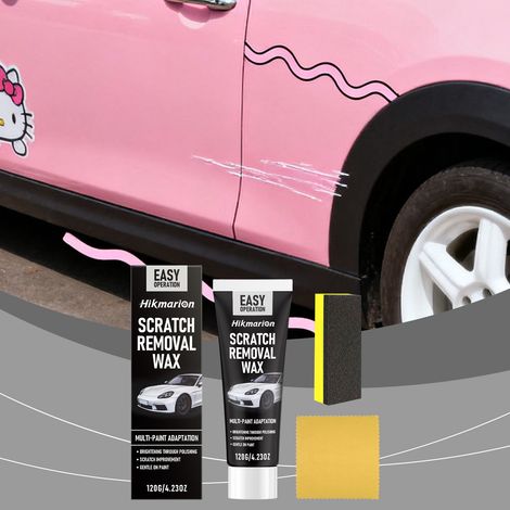 Auto-Kratzer-Pflegeset: Reinigt, pflegt und poliert kleinere Kratzer im Autolack, ohne die Lackoberfläche zu beschädigen. Enthält Auto-Kratzer-Pflegecreme (120 g x 1), Schwamm x 1 und Handtuch x 1. -- (1/5)