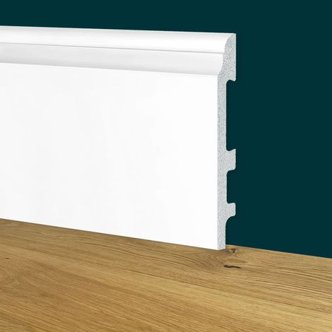 Battiscopa Zoccolino BIANCO mod. CORINZIO 120x15x2000mm in POLIMERI - Polistrutturato (prezzo al metro)