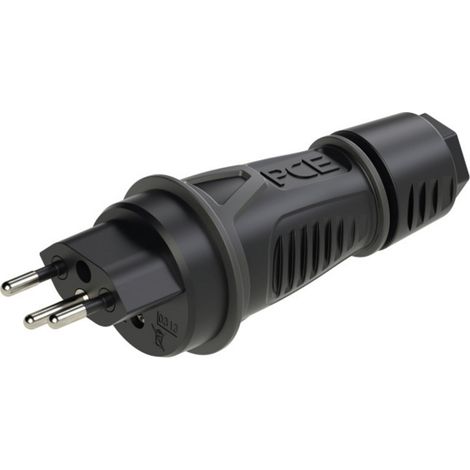 PC Electric 0313-ss Schutzkontaktstecker PA6, TPE 250 V Schwarz IP55