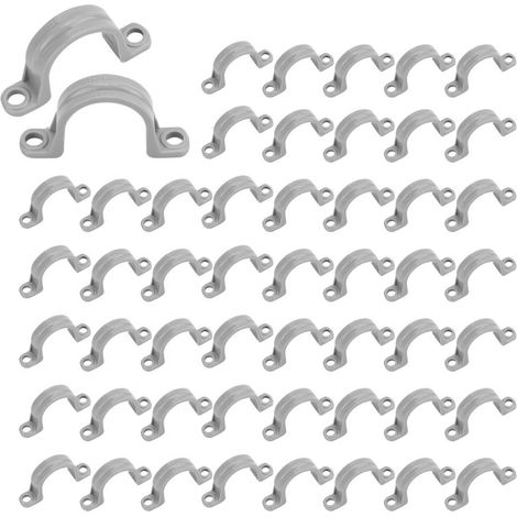 100 PVC-Rohrschellen für 19 mm (3/4 Zoll) Rohre, robuste U-förmige Doppelloch-Rohrschellen aus Kunststoff, 2-Loch-Rohrschellen aus Kunststoff (1/5)