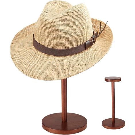Porte-chapeaux de cowboy en bois. Un présentoir et un rangement élégants, parfaits pour exposer chapeaux, bijoux, casques et antiquités. (1/5)