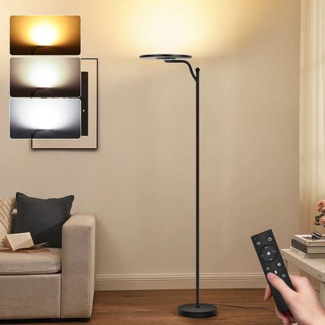 Lampadaire LED sur Pied Noir Dimmable avec Télécommande, Éclairage Réglable pour Salon et Chambre (1/5)