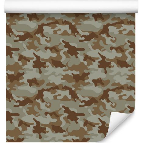 Papier peint camouflage militaire marron et ocre pour salon et chambre 50x1000 cm (1/5)