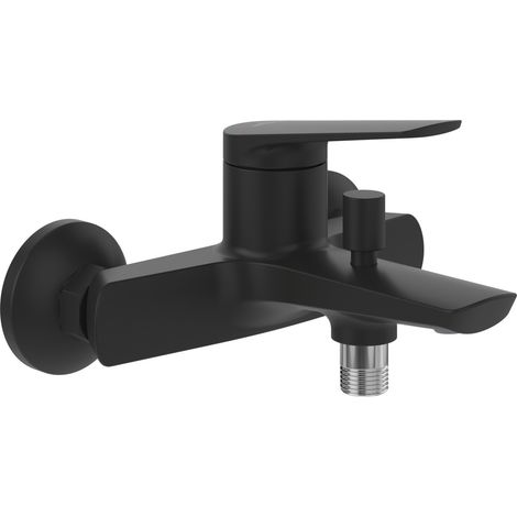 Villeroy & Boch Oasis - Miscelatore Vasca e Doccia Esterno con Deviatore, Regolatore di Flusso e Valvola di Non Ritorno, Alta Resistenza - Nero Opaco (1/4)