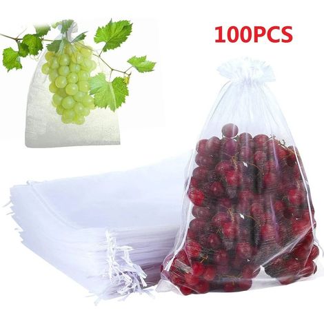 Sacs de Protection pour fruits et fraises, 100 pièces, filet à cordon de jardin, sacs agricoles anti-oiseaux pour légumes et vergers (1/5)