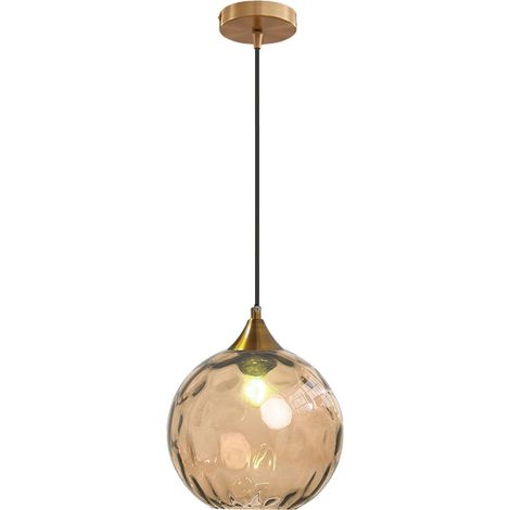 Lustre boule de de base en avec de pour îlot de cuisine ou salle à manger ambre 20 cm Verre Bronze Doré (1/5)