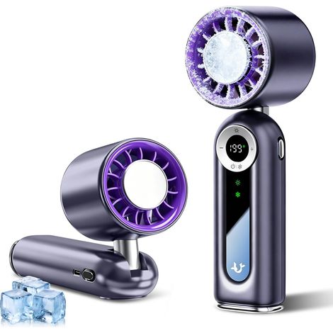 Mini ventilateur turbo pliable 4000mAh 14h autonomie 199 vitesses refroidissement à semi-conducteur gris (1/5)