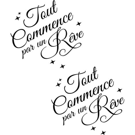 Lot De 2 Stickers Muraux Proverbes Autocollants Adhésifs Amovibles Décoratifs Pour Chambre Salon Bureau Décoration Créative Sans Outil Facile à Installer (1/5)