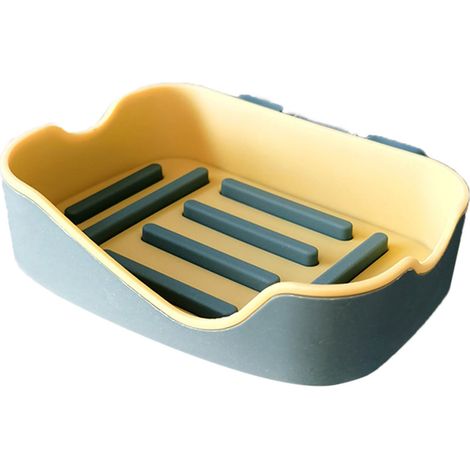 Porte-savon mural, bleu foncé, plateau porte-savon en plastique pour l'organisation de la salle de bain (1/3)