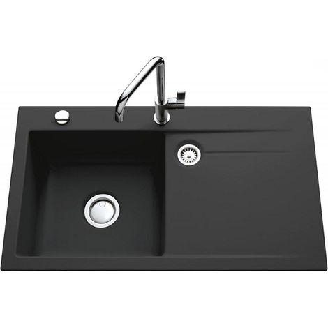 Évier de cuisine gris anthracite STEMA égouttoir à gauche - L 900 x l 510 x P 200 mm - sous-meuble de 60 cm - Aquatop (1/3)